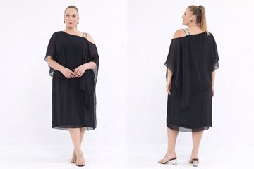 Immagine di CURVY GIRL CHIFFON DRESS WITH SPARKLES ON SHOULDER